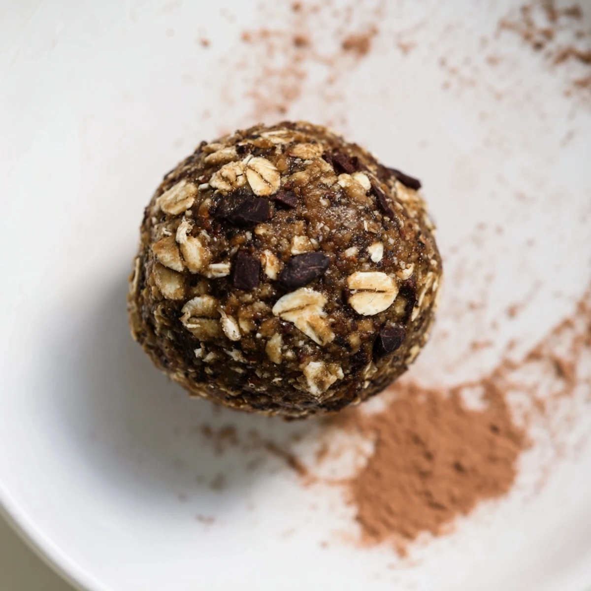 Freshly rolled Chocolate Peanut Butter Energy Balls coated in shredded coconut and mini chocolate chips, ready to chill.