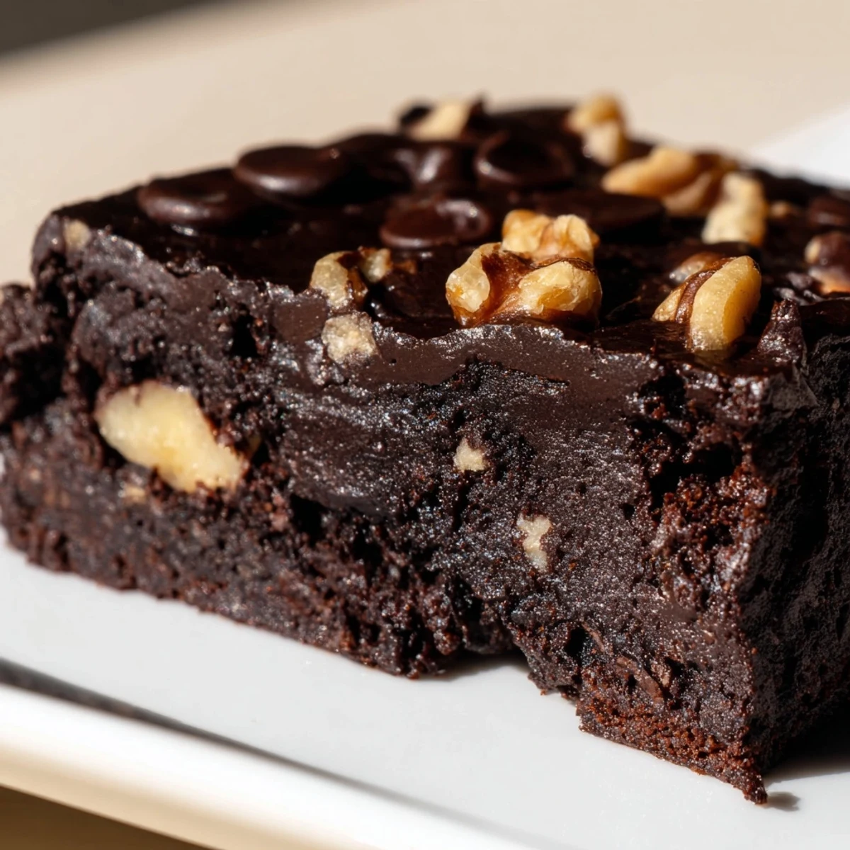 Gluten Free Almond Flour Brownies are cut into squares on parchment, showing a rich, fudgy interior and cracked tops.