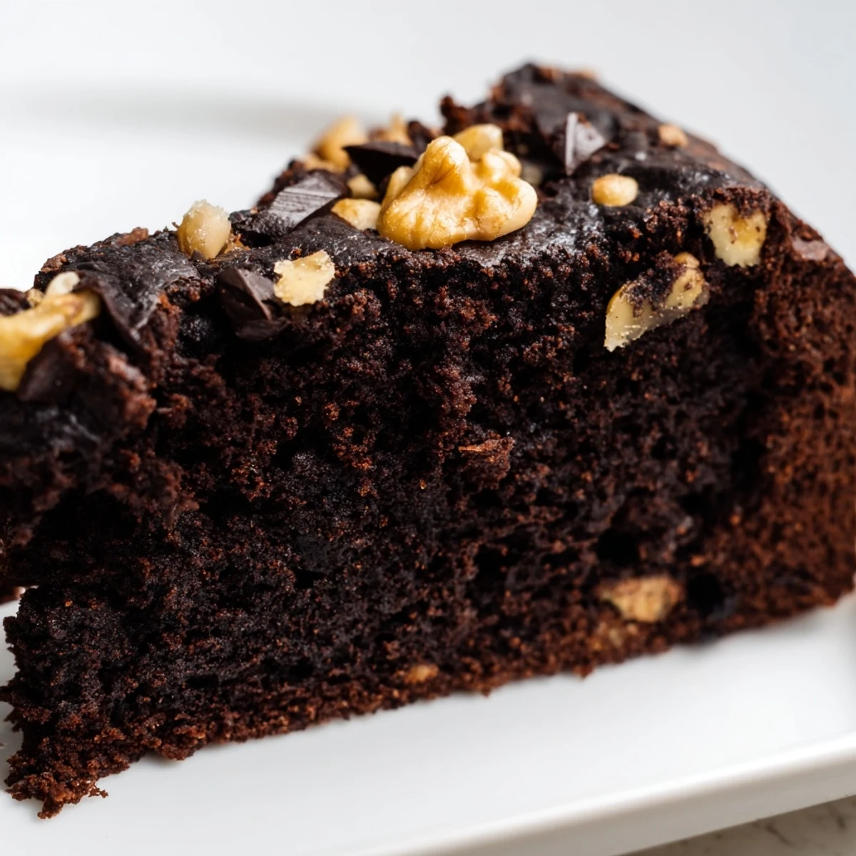 These Gluten Free Almond Flour Brownies are plated with walnuts and a scoop of vanilla ice cream melting on top.