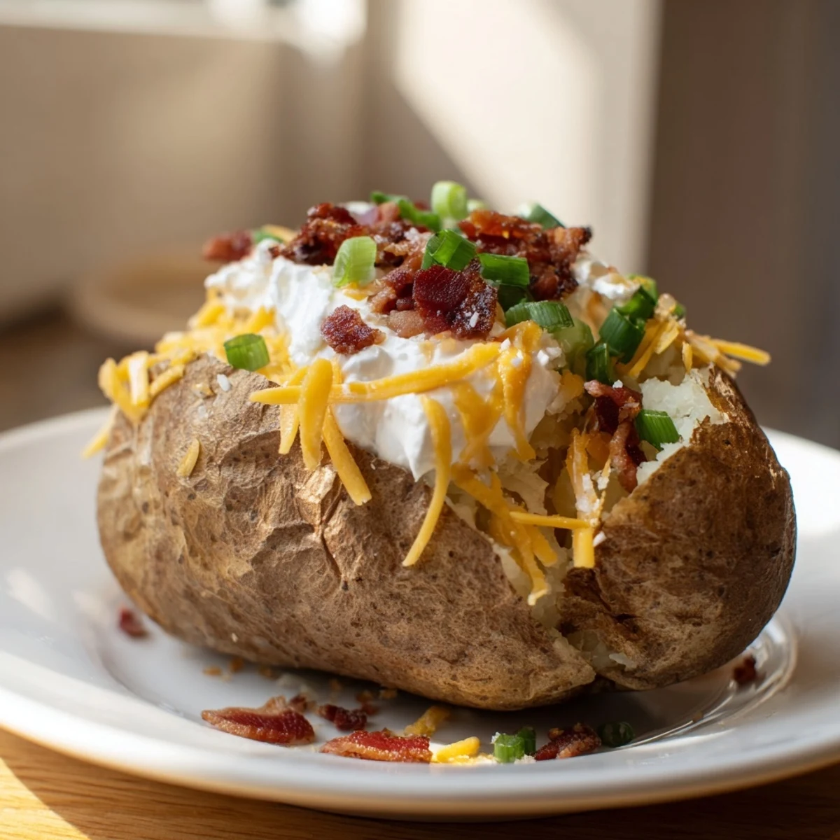 The Super Bowl Loaded Baked Potato Bar features russet potatoes with broccoli, salsa, and shredded Monterey Jack for a customizable game day feast.