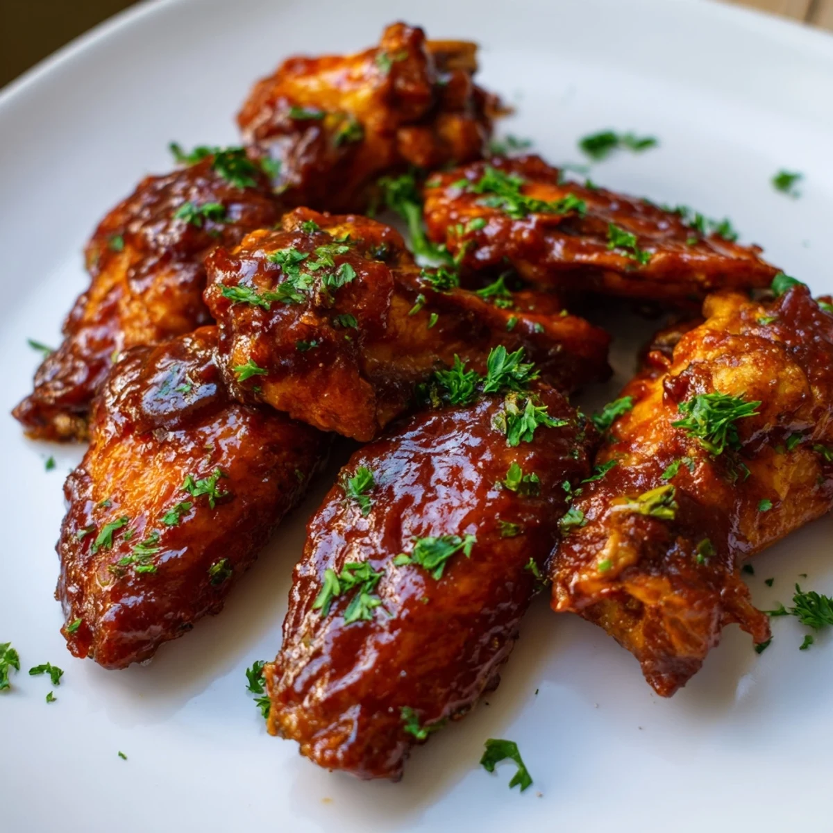 Savory Chicken Wing Platter with BBQ Sauce piled high, ready for a game day party with ranch dip.