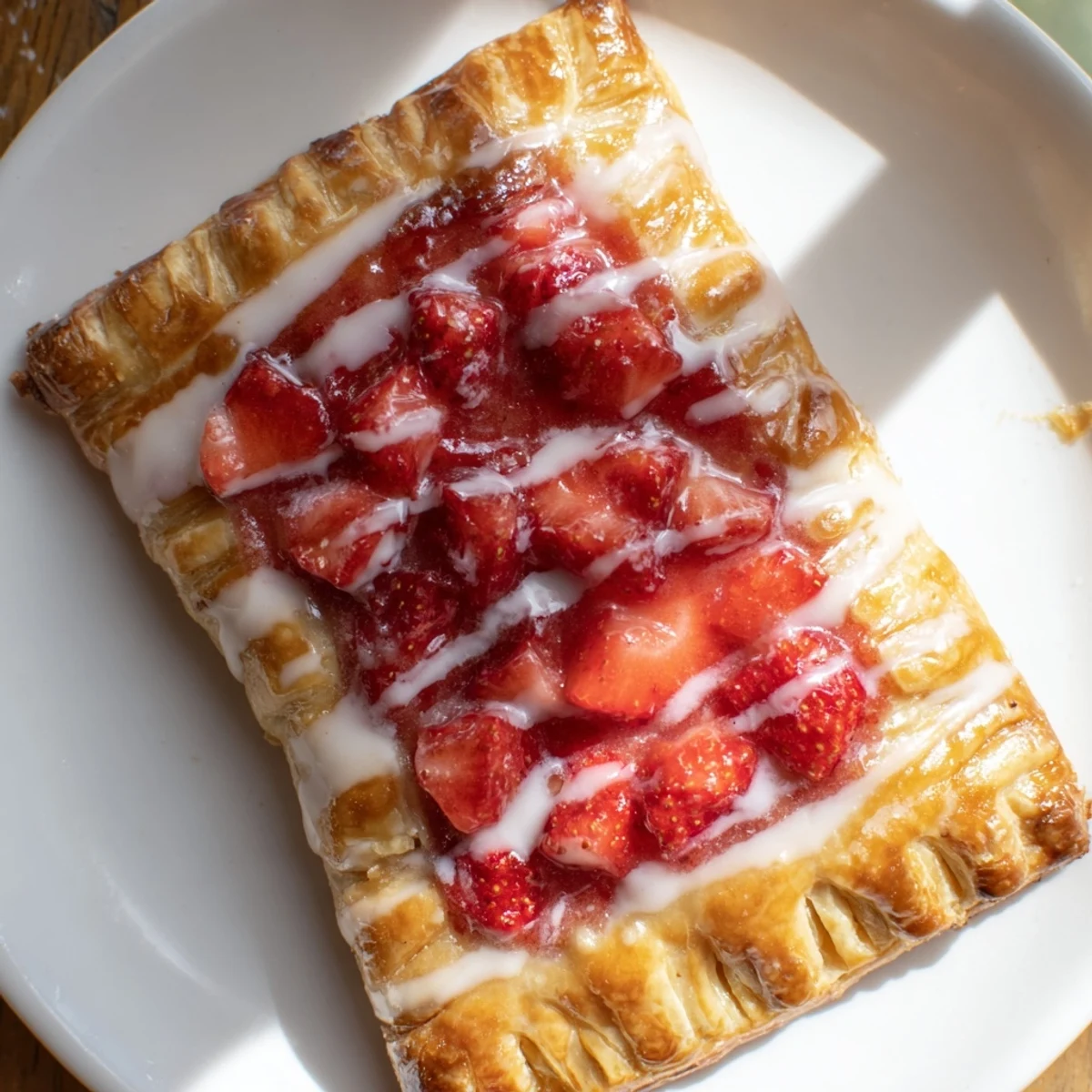 Golden, flaky hand pies stuffed with sweet strawberry filling and drizzled with vanilla glaze.