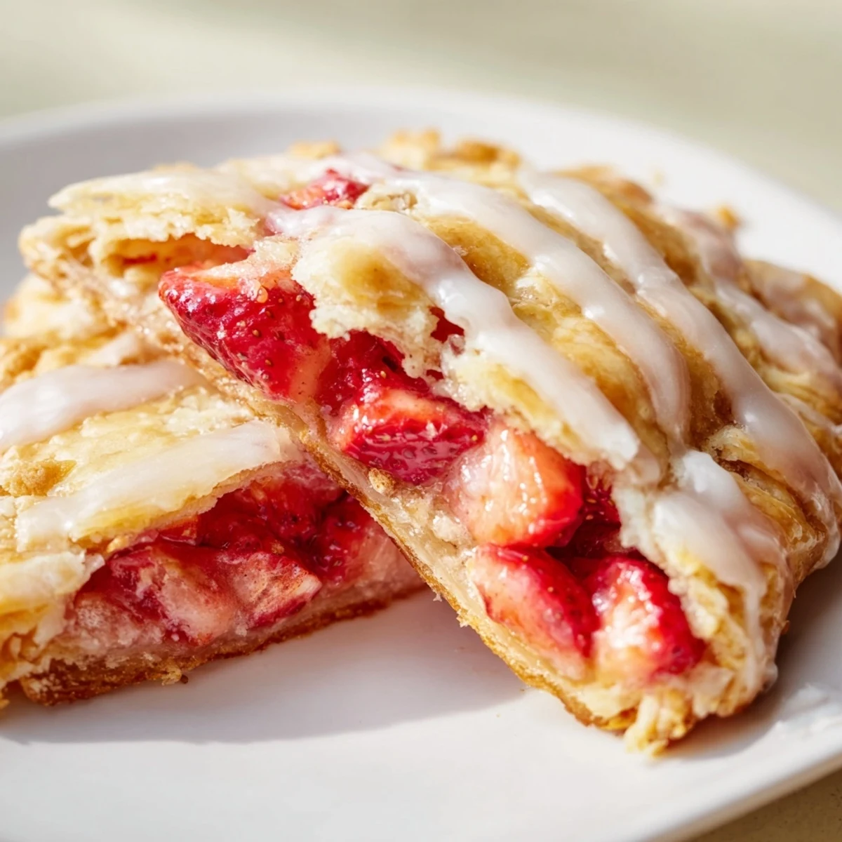 Golden-brown Strawberry Hand Pies with Glaze cooling on a wire rack, showcasing flaky pastry and sweet berry filling.