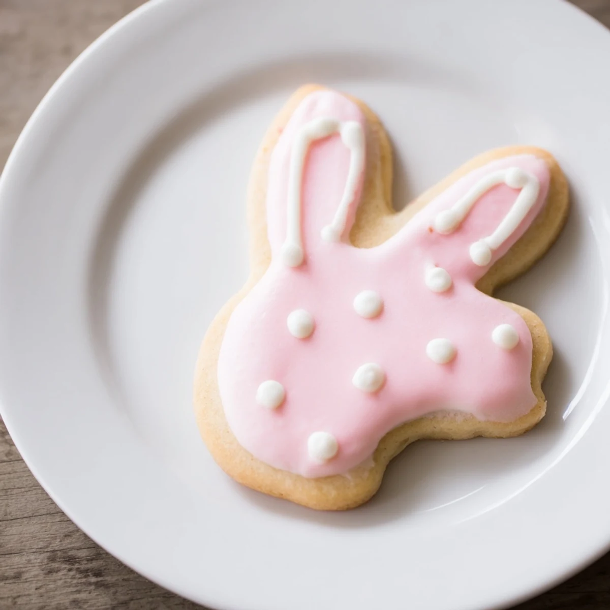 A close-up view of iced Easter Bunny Sugar Cookies with decorative piping, suggesting they are perfect with tea.