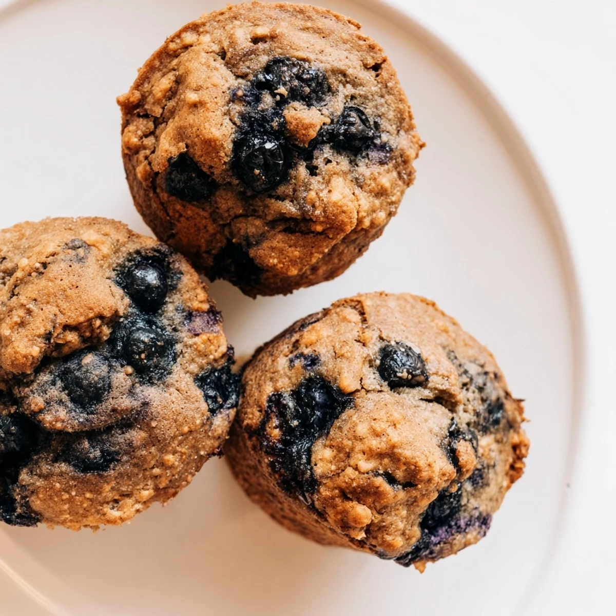 A close-up of warm Blueberry Protein Muffins with Greek Yogurt, featuring a golden top and perfect texture for a healthy snack.