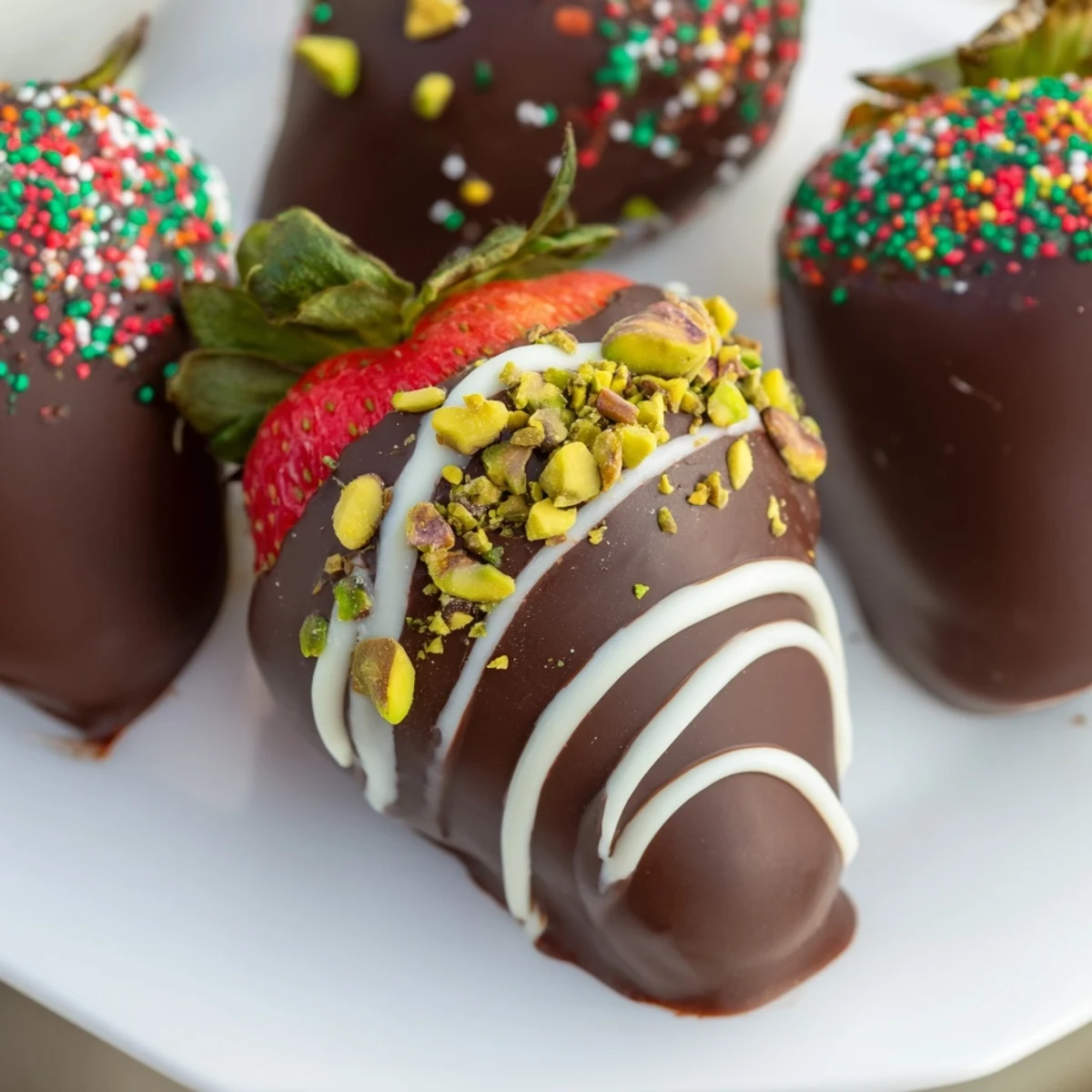 Romantic Chocolate Covered Strawberries for Valentines Day arranged elegantly, perfect with Champagne for a sweet celebration.