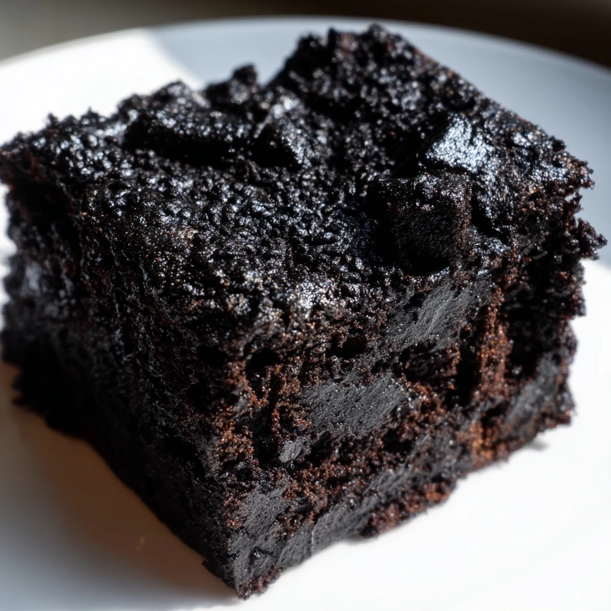 Freshly baked Black Sesame Brownies with a glossy, fudgy texture and a sprinkle of sesame seeds on top.