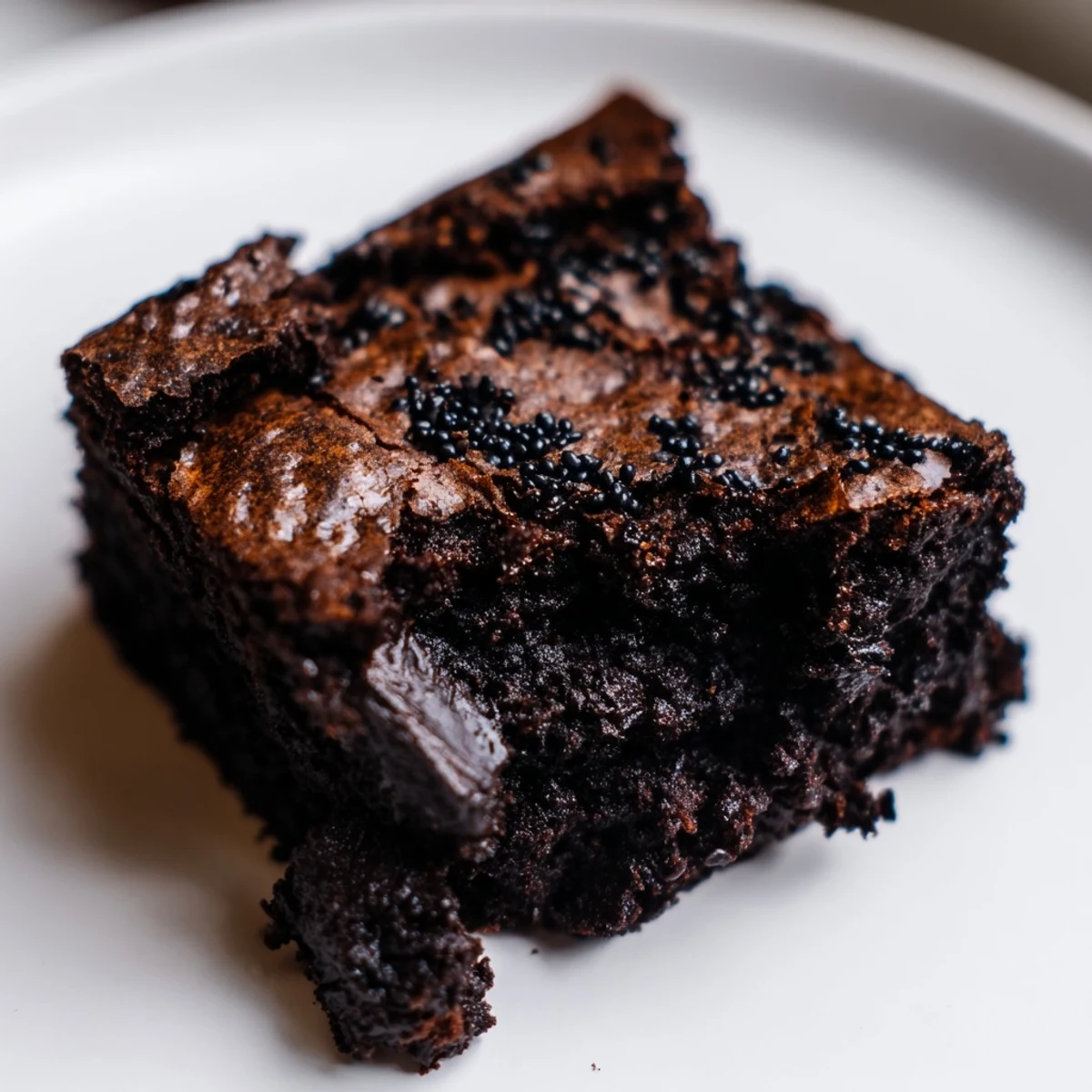 Decadent Black Sesame Brownies served on a plate, ready to be enjoyed with a scoop of vanilla ice cream.