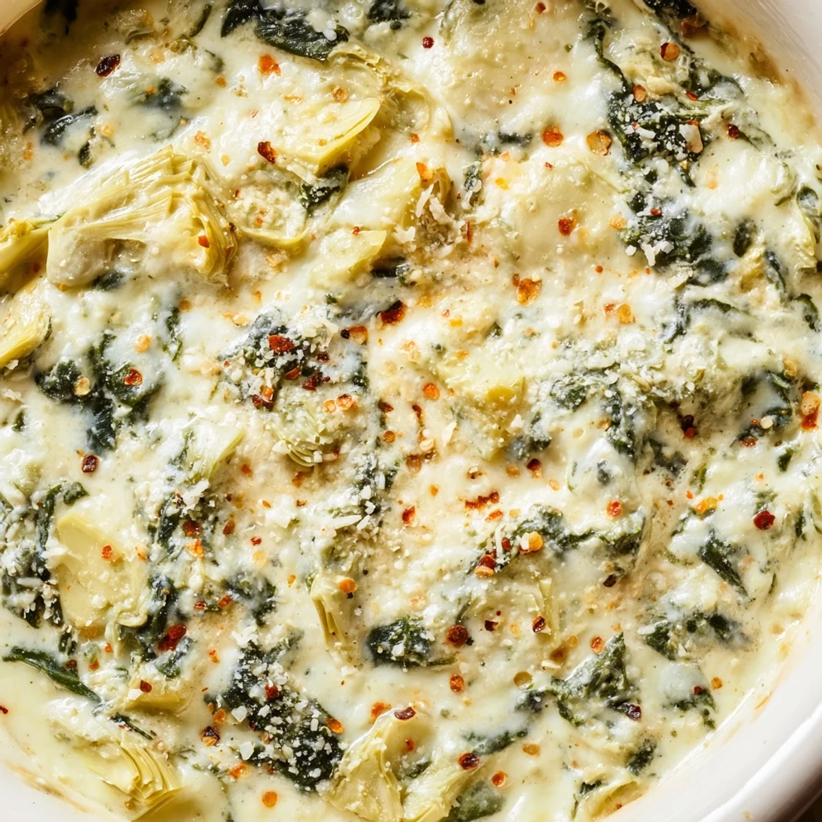 Creamy Spinach Artichoke Dip Ultimate Recipe scooped onto crostini with fresh veggies, perfect for a party platter.