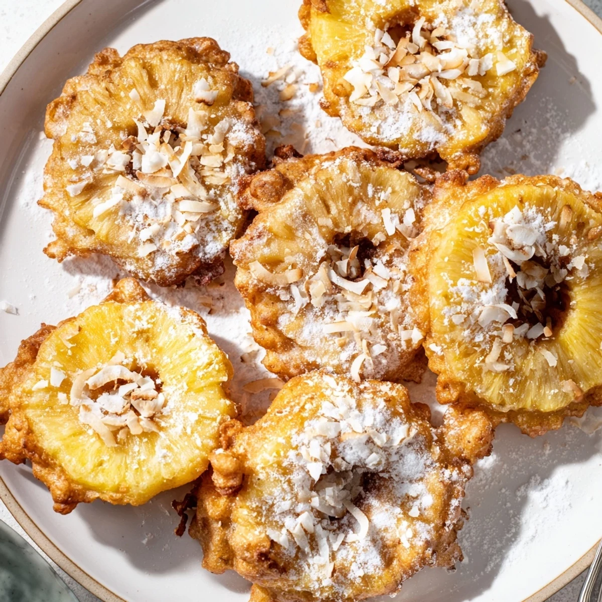Heavenly Pineapple Fritters That Bring Tropical Joy stacked high, ready for dessert or a sweet snack with ice cream.