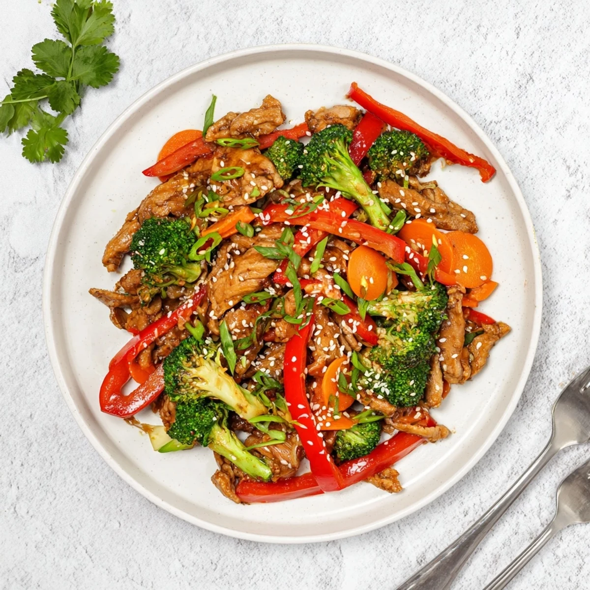 Vibrant ground turkey stir fry with broccoli served over steaming white rice bowl