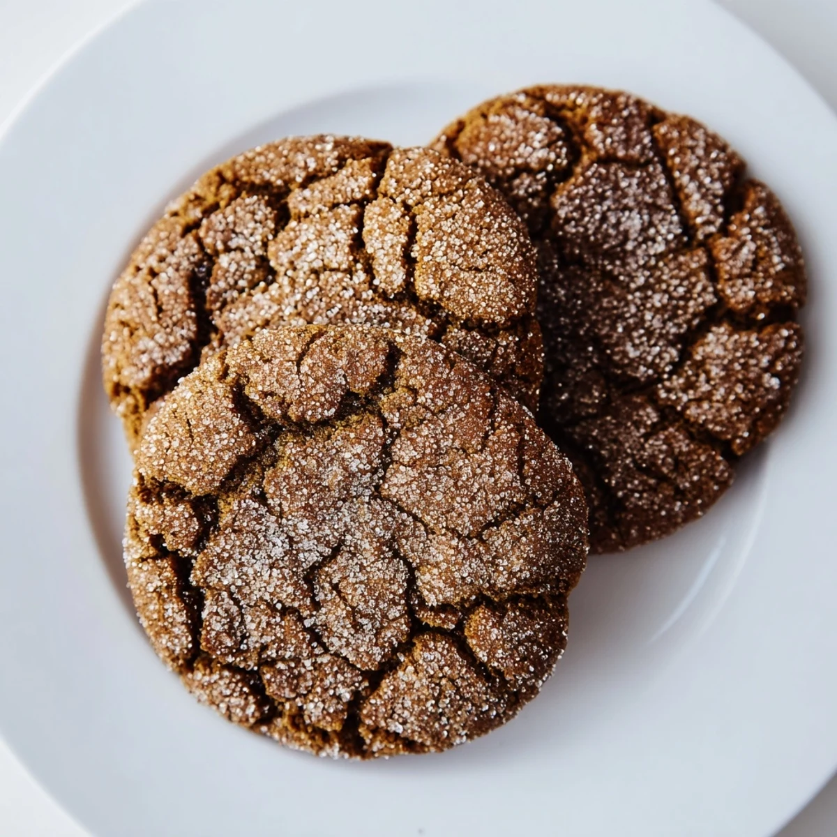 Freshly baked gingersnap cookies stacked high with their signature crinkled surface and crisp texture