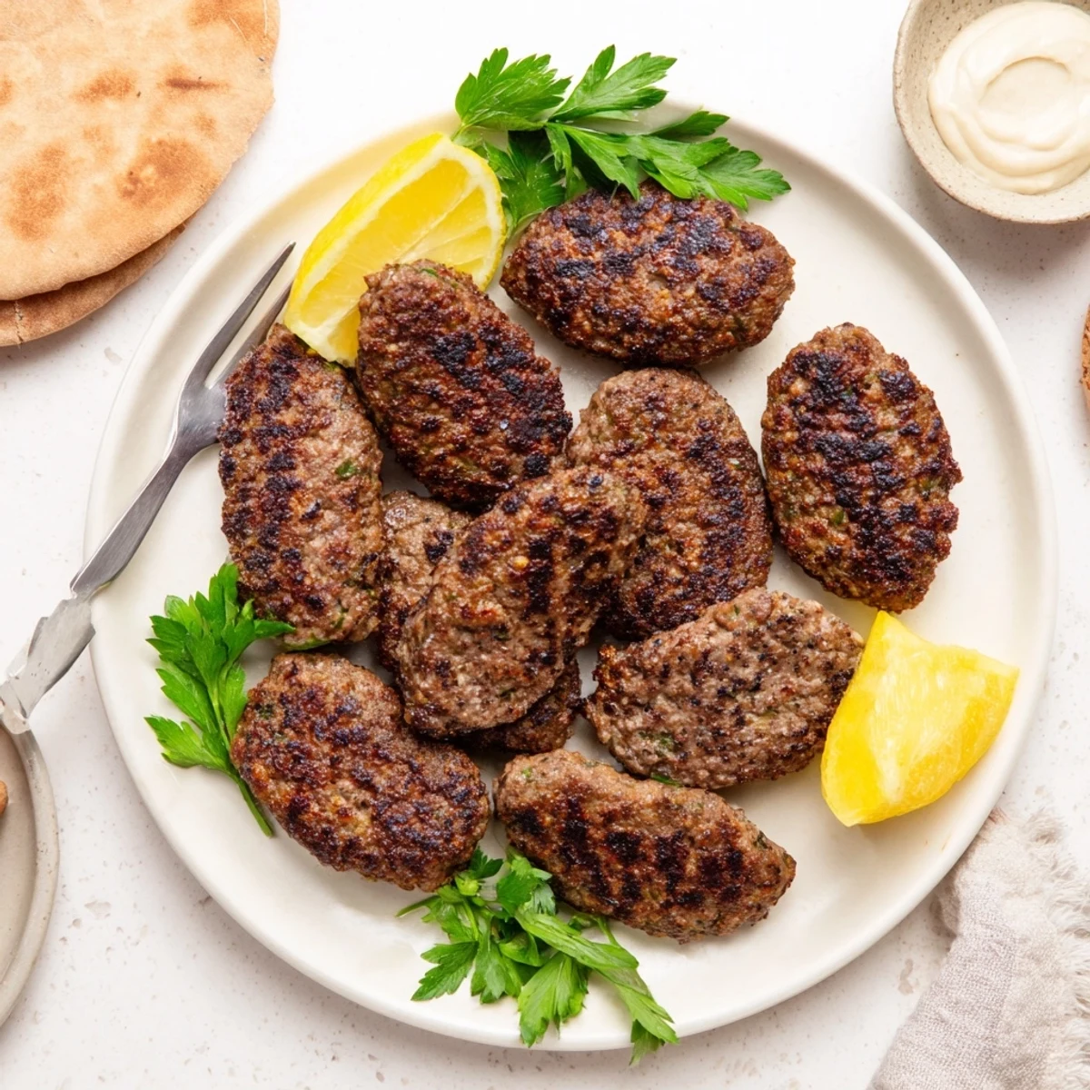 Easy Lebanese kafta recipe featuring aromatic ground meat kebabs perfectly charred on the grill