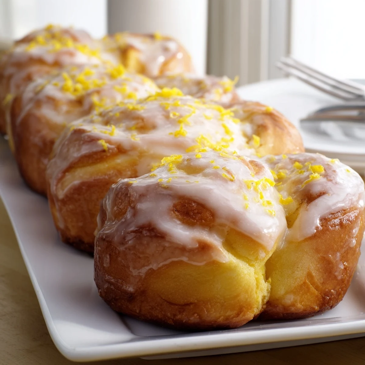 Fluffy homemade lemon rolls spiraled with sweet lemon sugar filling