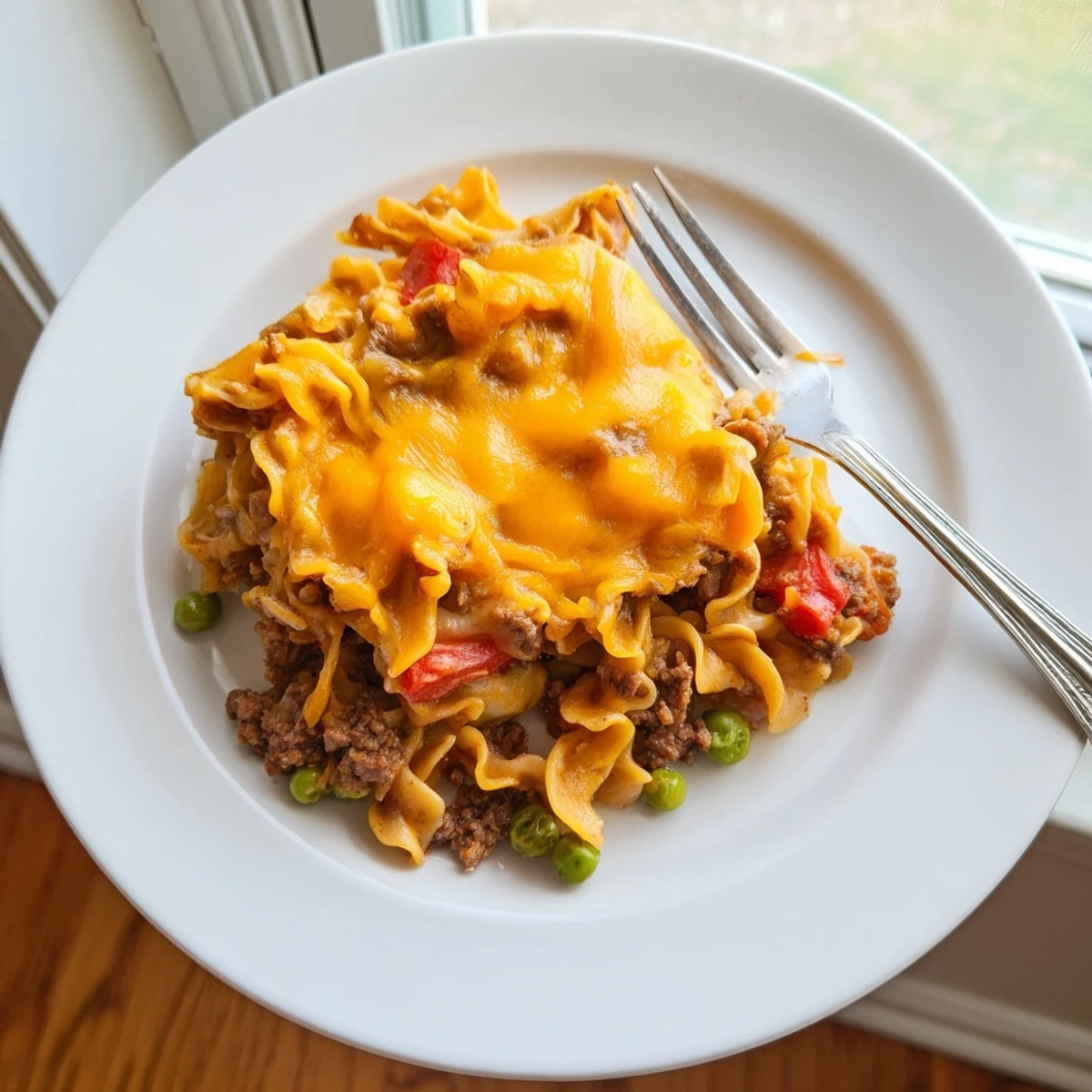 Cheesy Beef And Noodle Casserole