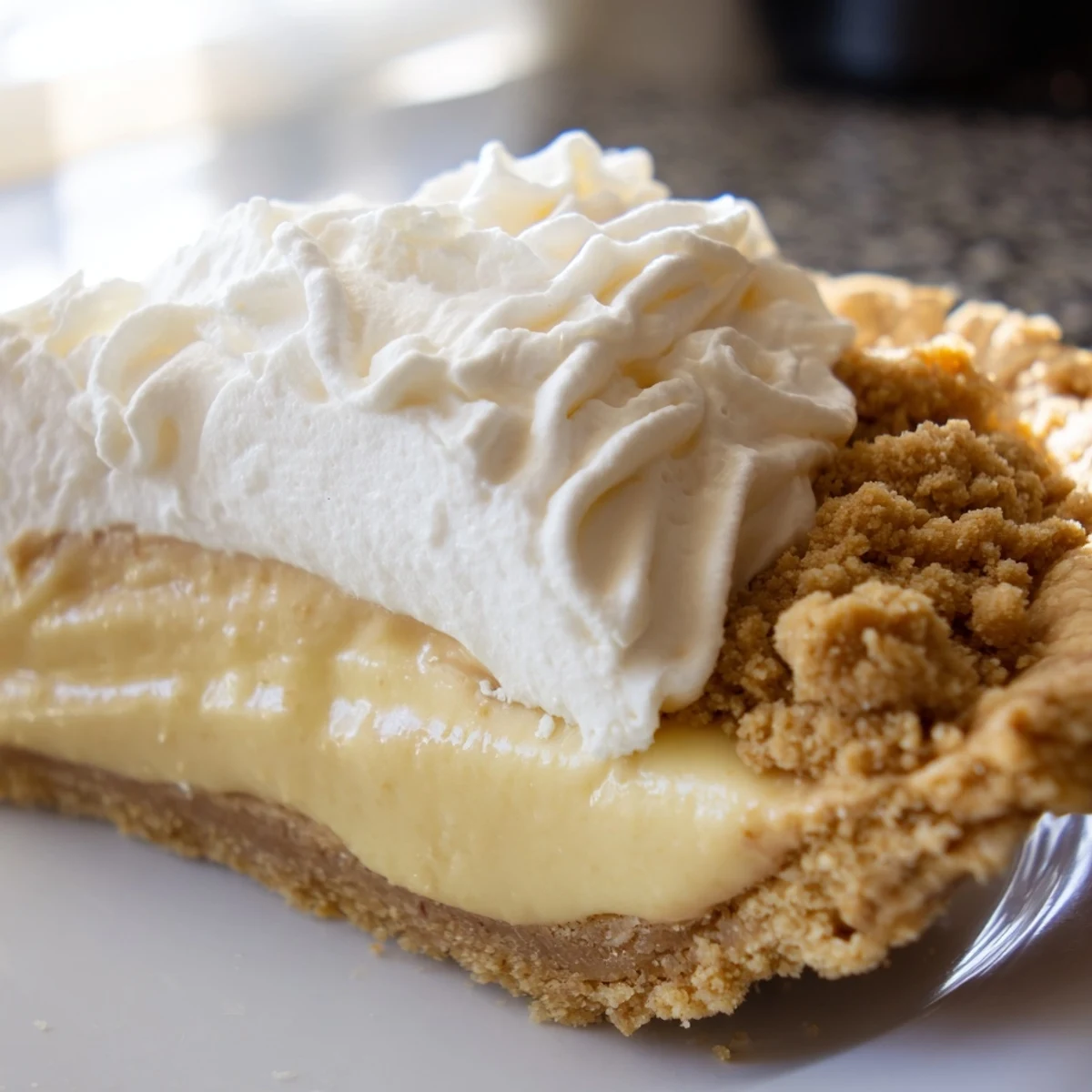 Old fashioned Amish peanut butter dream pie with velvety custard filling in a golden baked crust