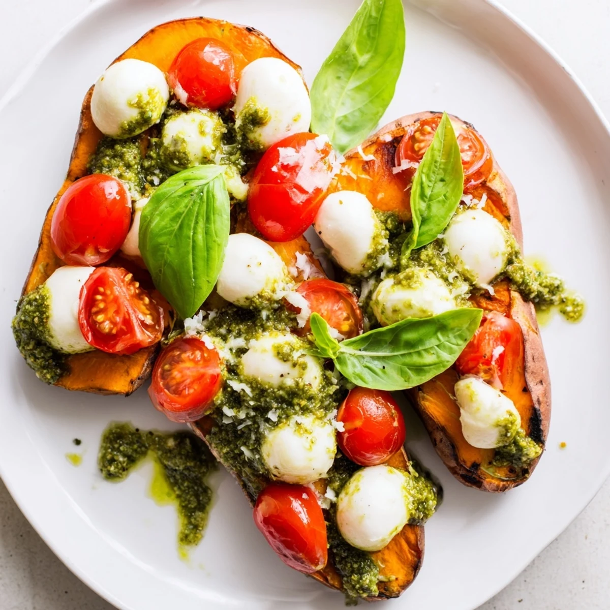 Summer Sweet Potatoes Tomatoes Mozzarella