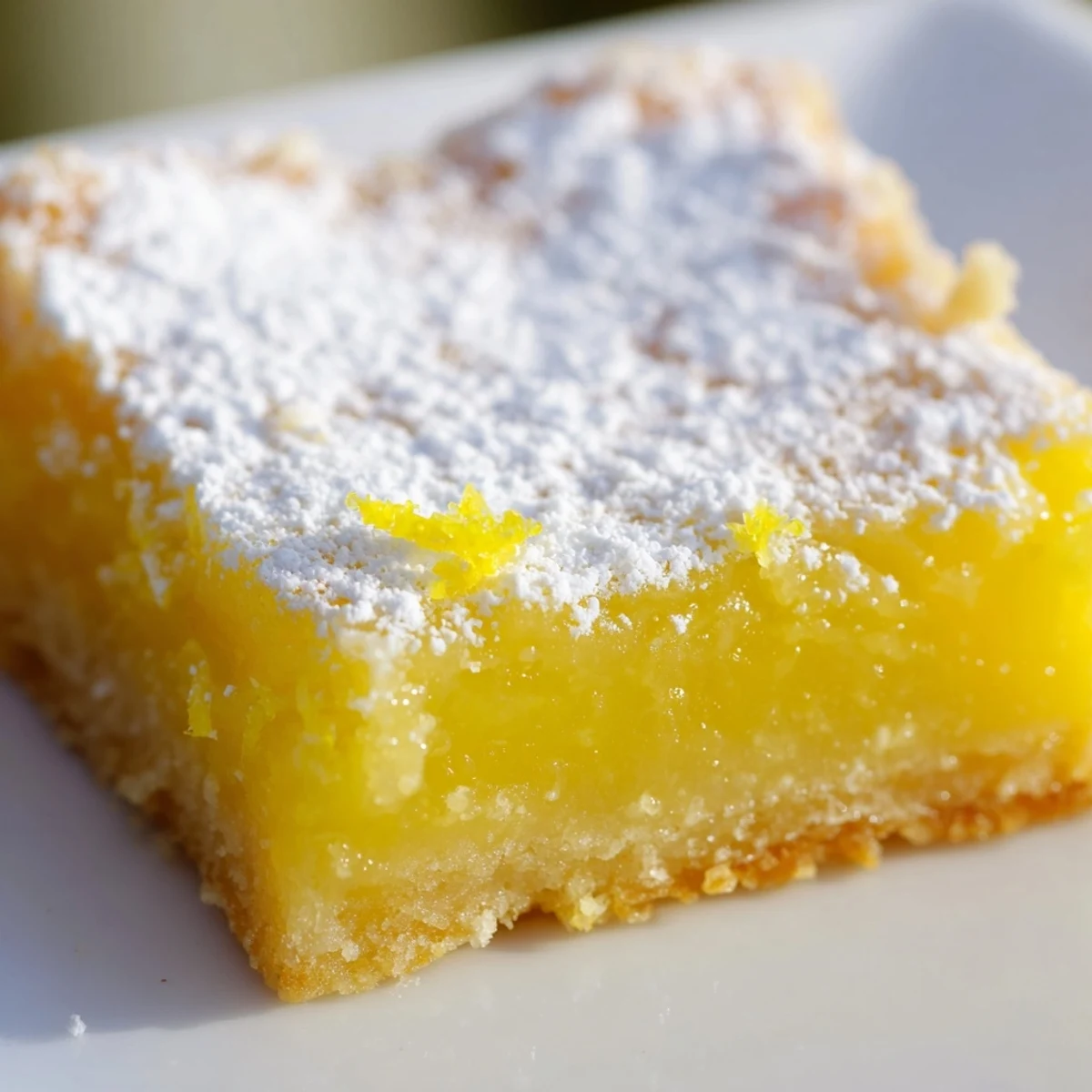 Tangy lemon bars with buttery shortbread crust cut into perfect squares