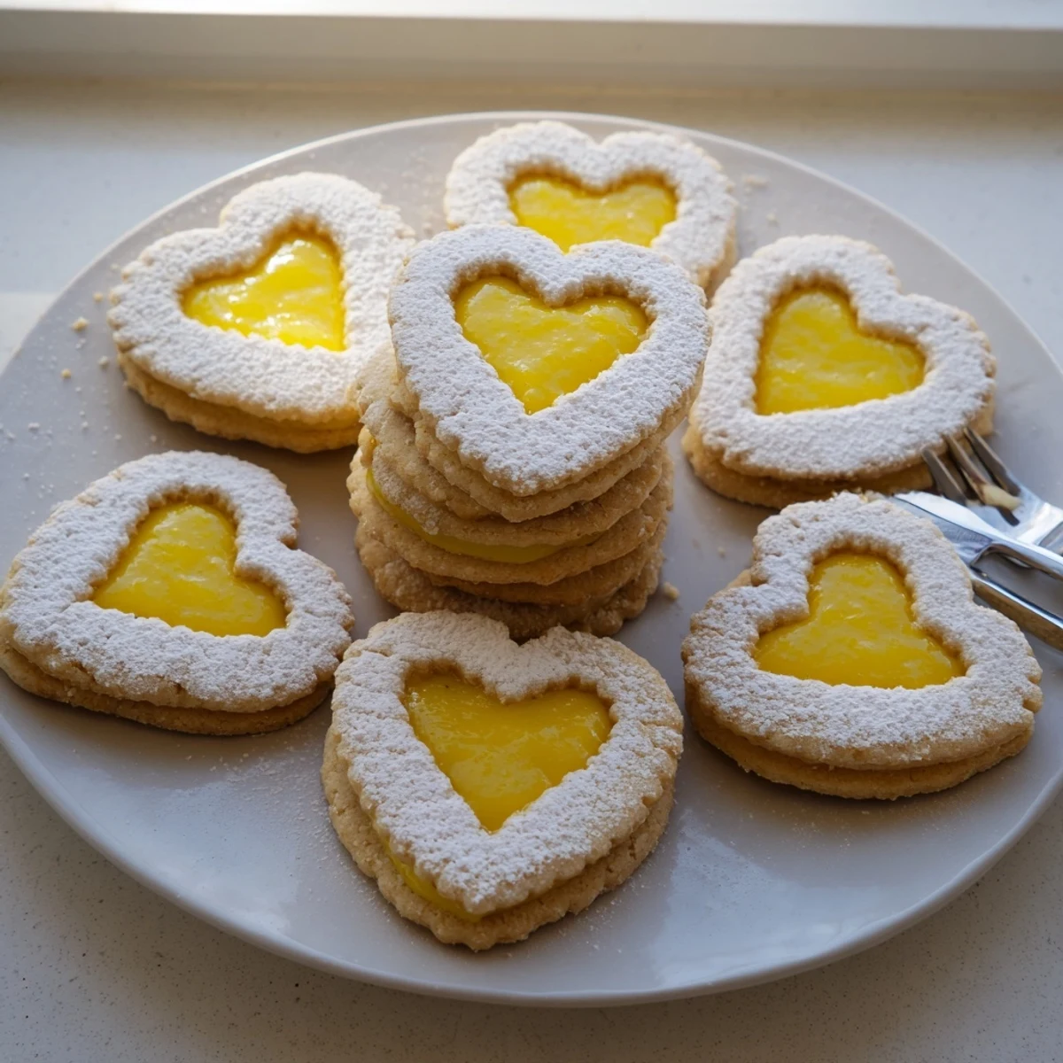 Buttery almond shortbread Meyer Lemon Curd Linzer Cookies sandwiched with tangy golden citrus filling