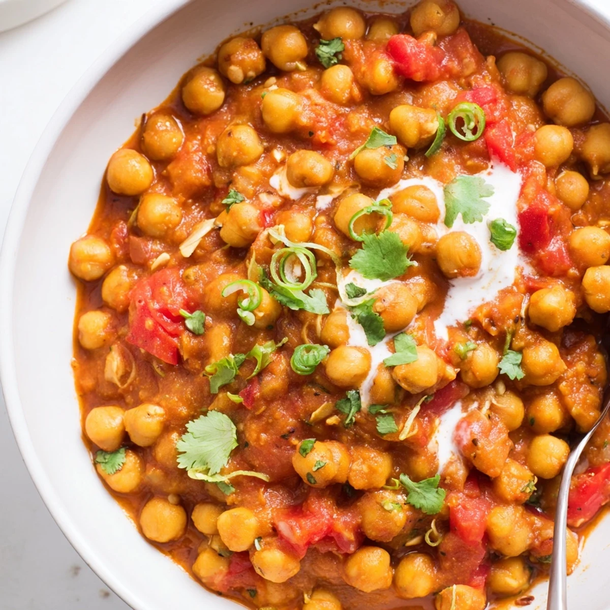Served with naan, Greek Yogurt Chickpea Curry releases warm, spiced aroma