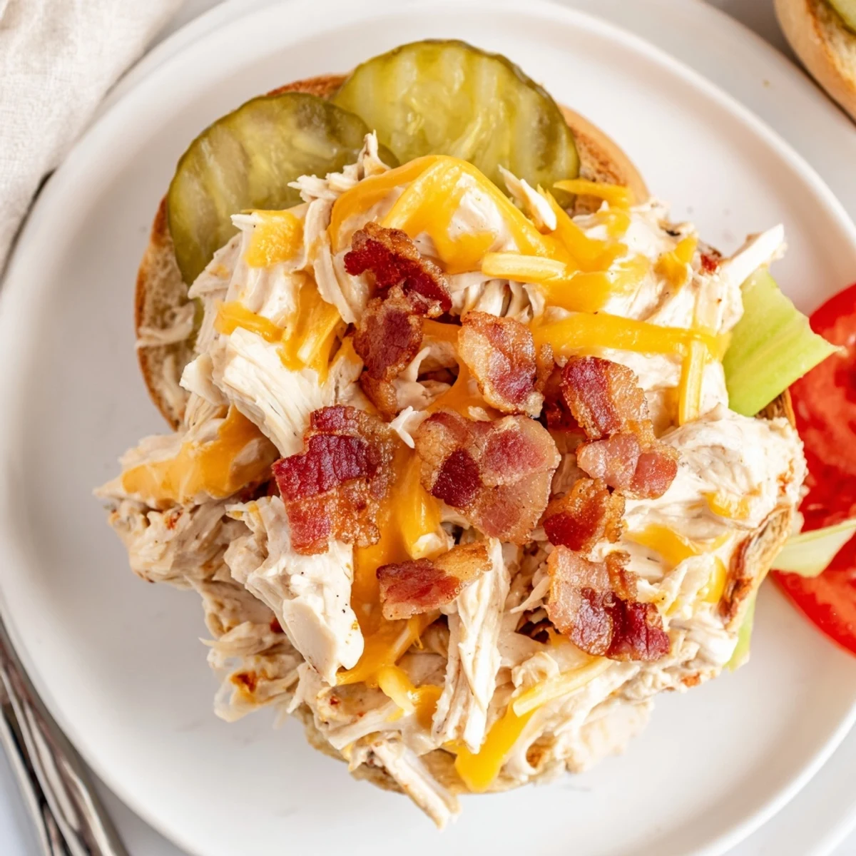 Warm Crack Chicken Sandwiches spooned from bubbling baking dish onto toasted buns