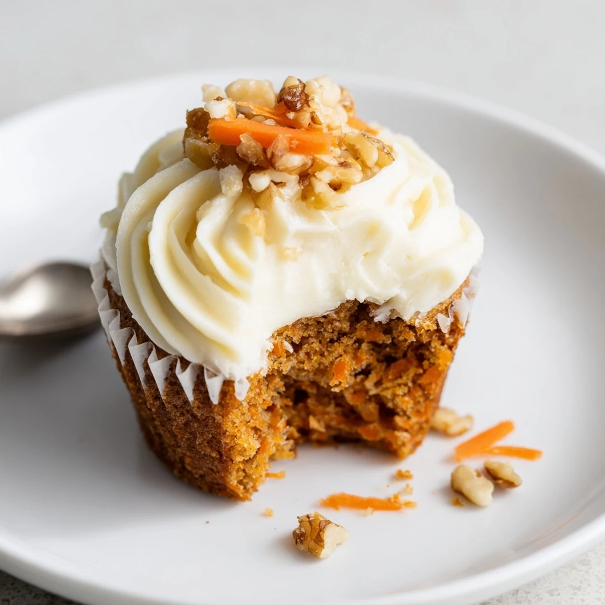 Moist Carrot Cake Cupcakes with tender crumb, golden tops, and visible carrot flecks