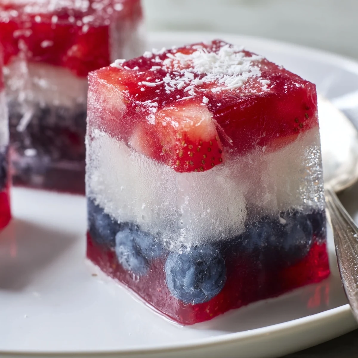 Red White And Blue Ice Cubes Recipe cooling lemonade with visible fruit layers