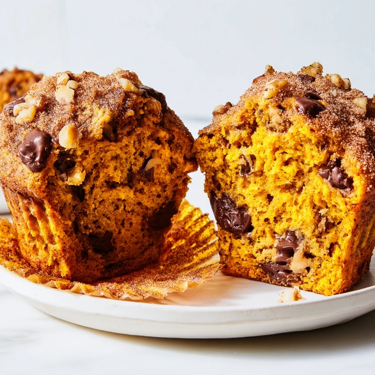 Fresh baked Pumpkin Banana Muffins Recipe served warm with melted butter
