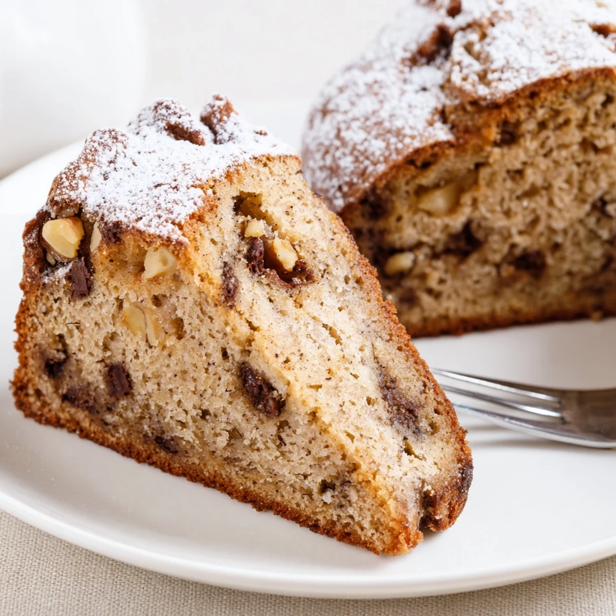 Warm Banana Bread Cake Recipe fresh from oven, moist crumb, cinnamon aroma.