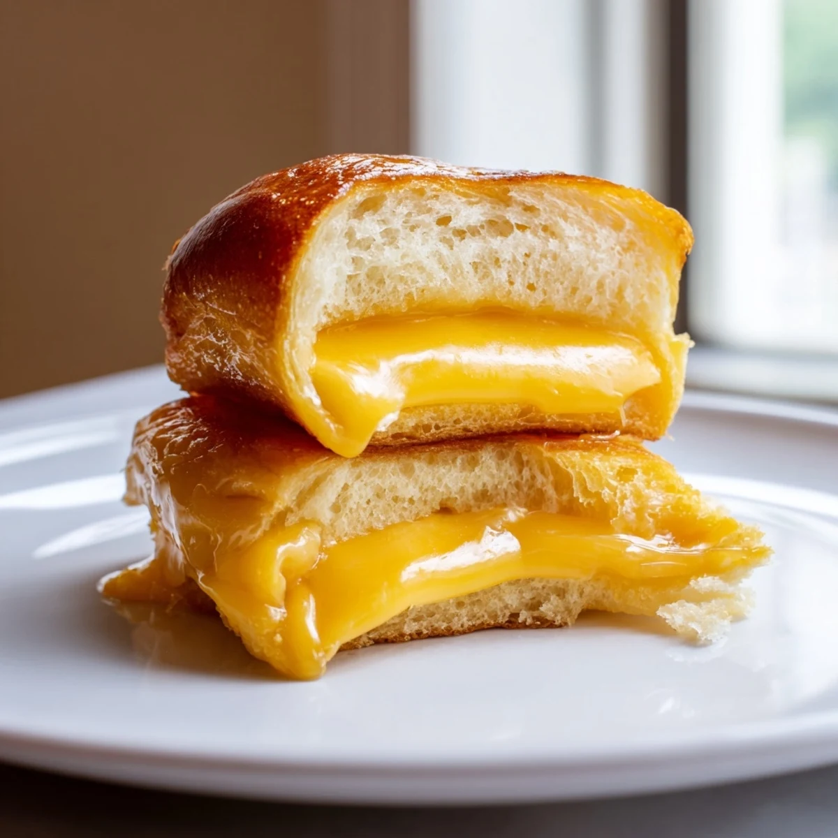 Warm Mini Grilled Cheese Hawaiian Rolls served on platter with tomato soup