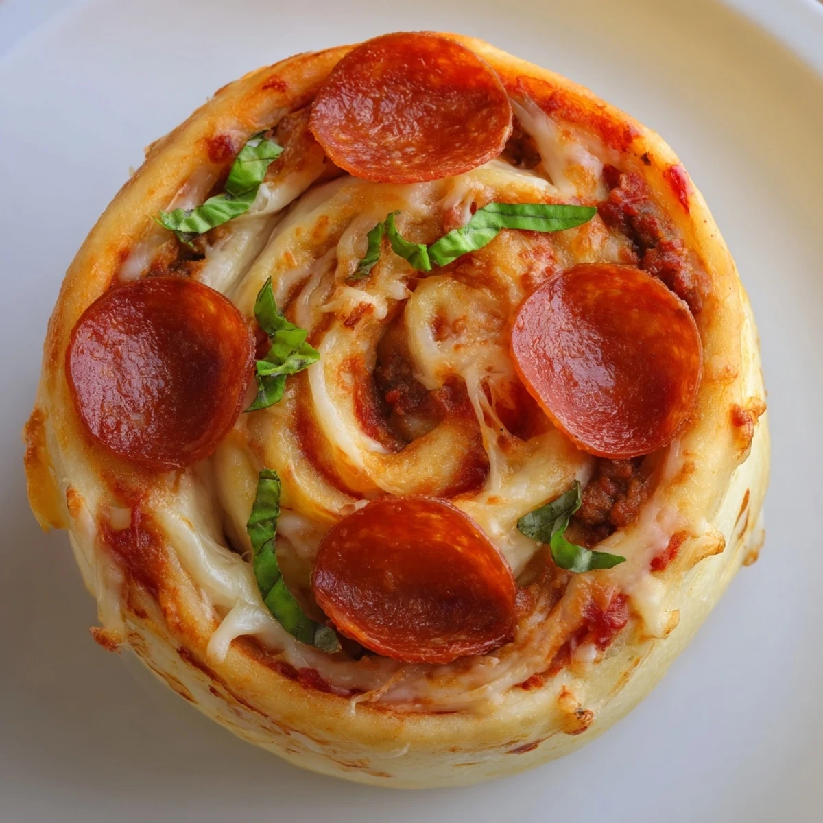 Cheesy Beef Pepperoni Pizza Roll Ups Snack Recipe with golden crust and bubbling cheese