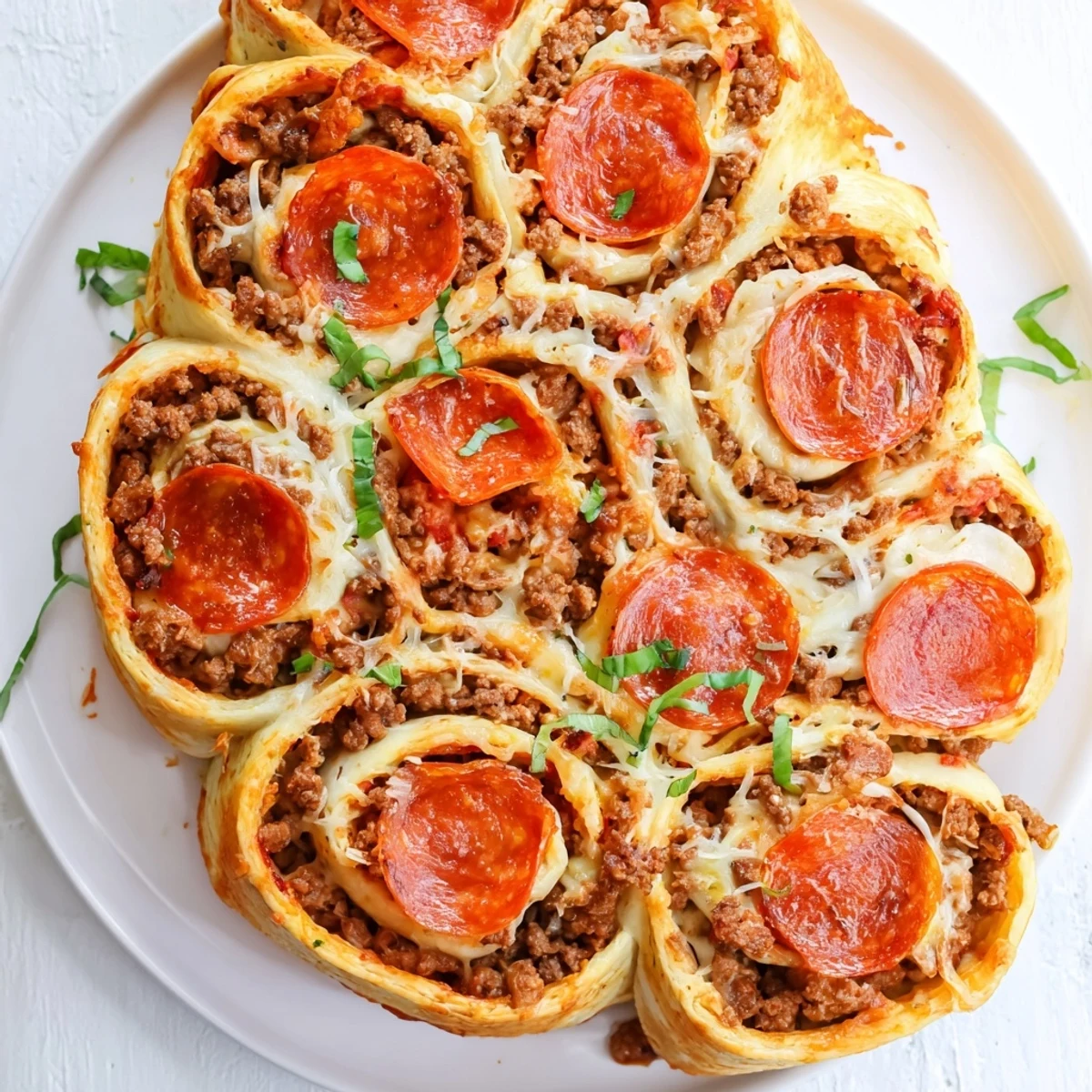 Warm Cheesy Beef Pepperoni Pizza Roll Ups Snack Recipe on parchment, sauce for dipping