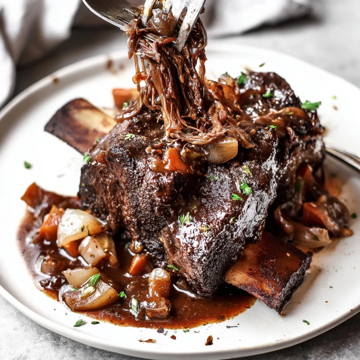 Aromatic herbs perfume Slow Cooker Beef Short Ribs, tender, braised, perfect with crusty bread