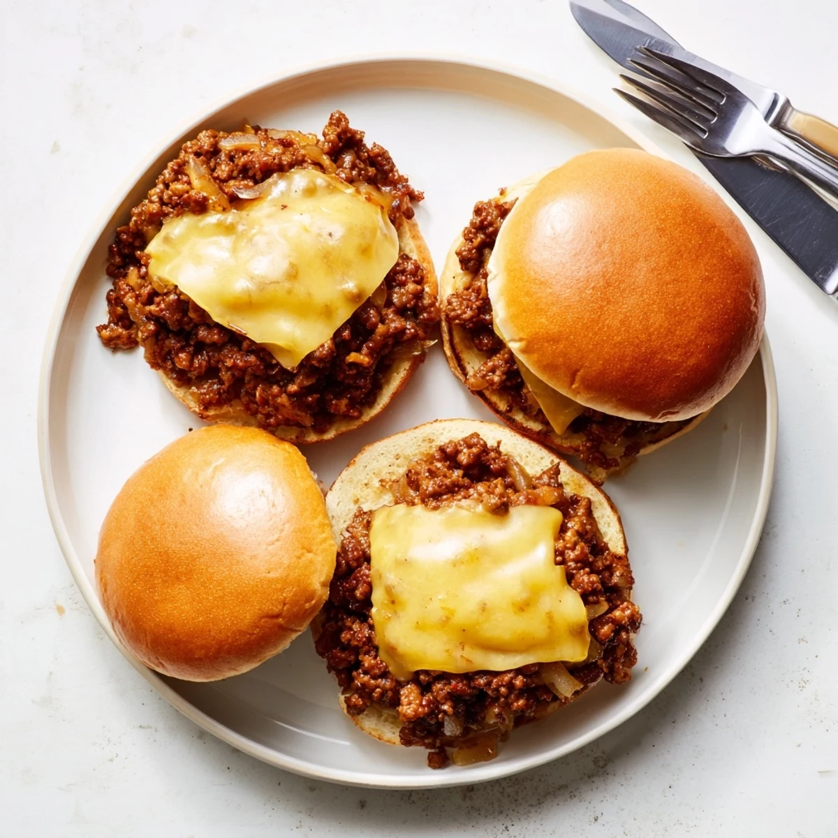 Hearty French Onion Beef Sloppy Joes sandwich showcasing golden brown onions and gooey melted cheese on a bun