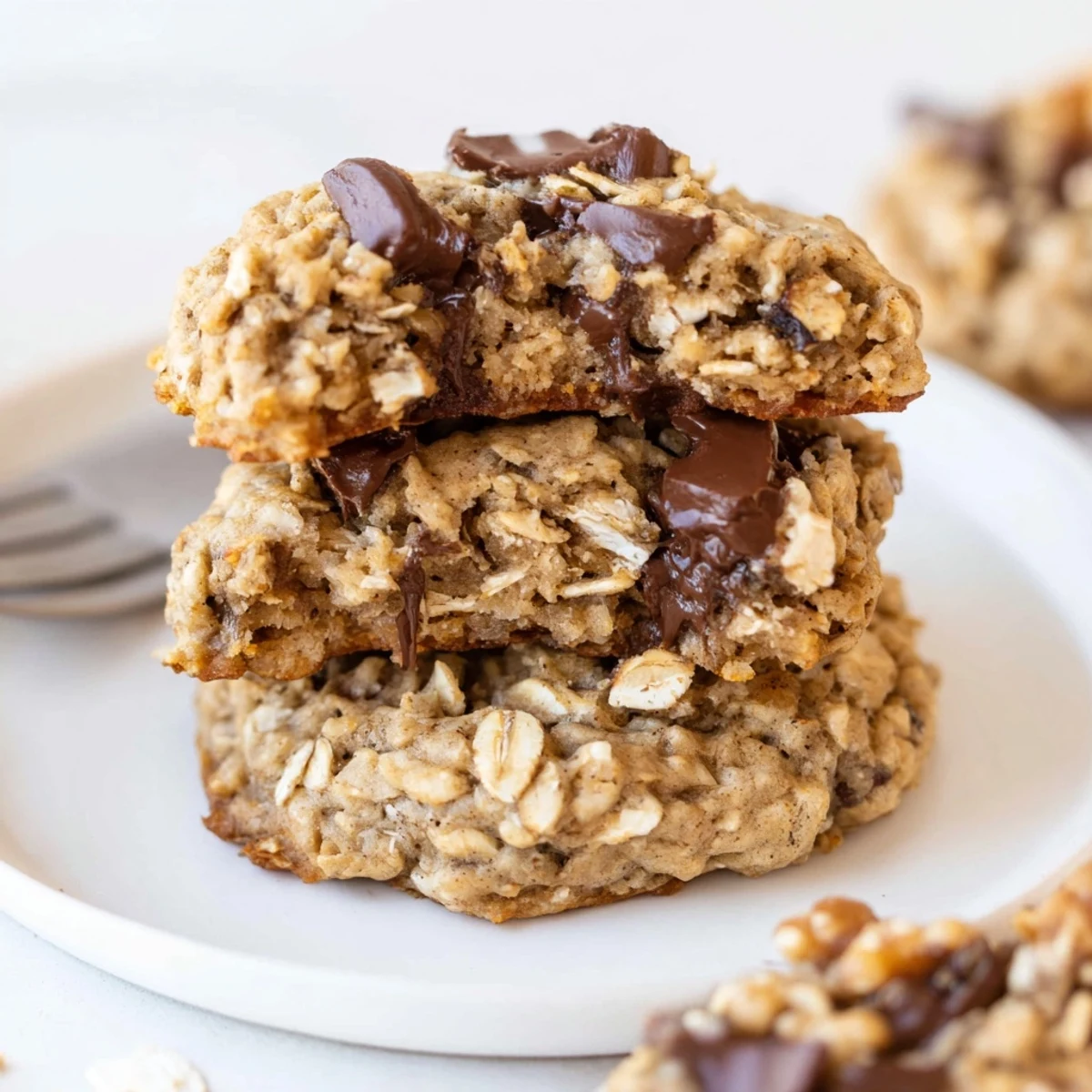 Fresh-baked Banana Oat Cookies cooling on wire rack, maple aroma filling kitchen