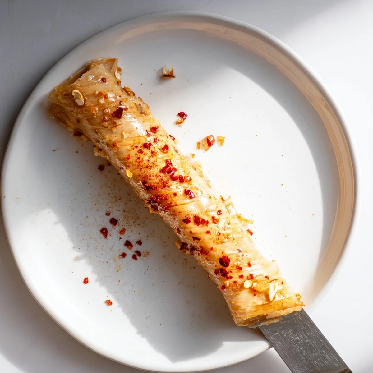 Sweet Spicy Honey Butter melting on warm cornbread, glossy, sweet and spicy aroma