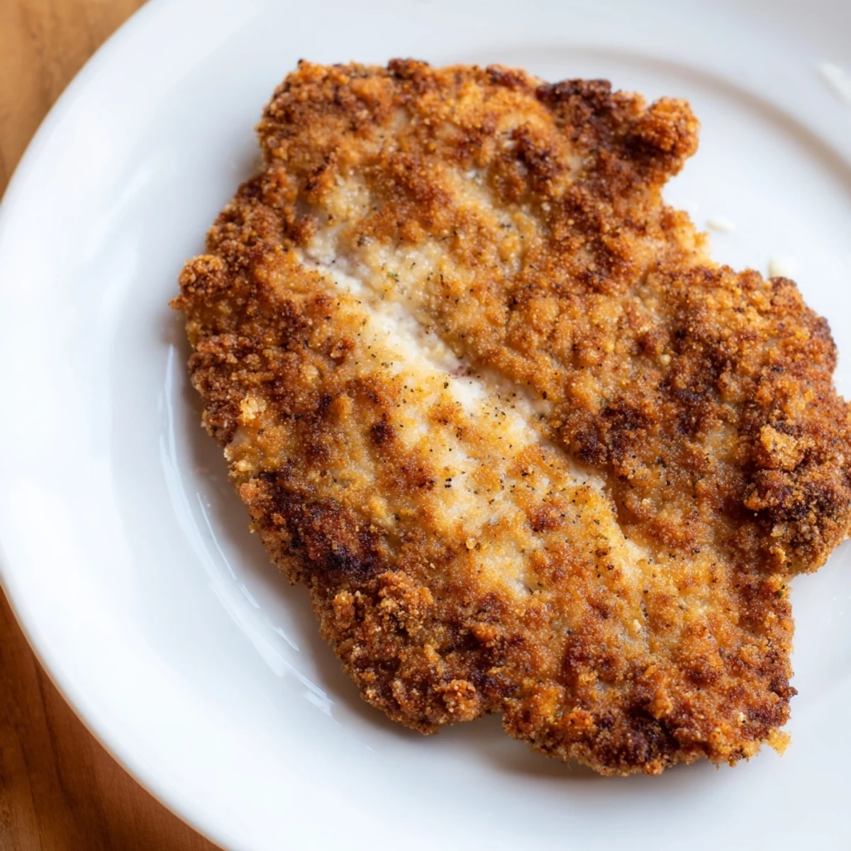 Fried Chicken Breast sizzling in skillet, tongs lifting golden crunchy piece