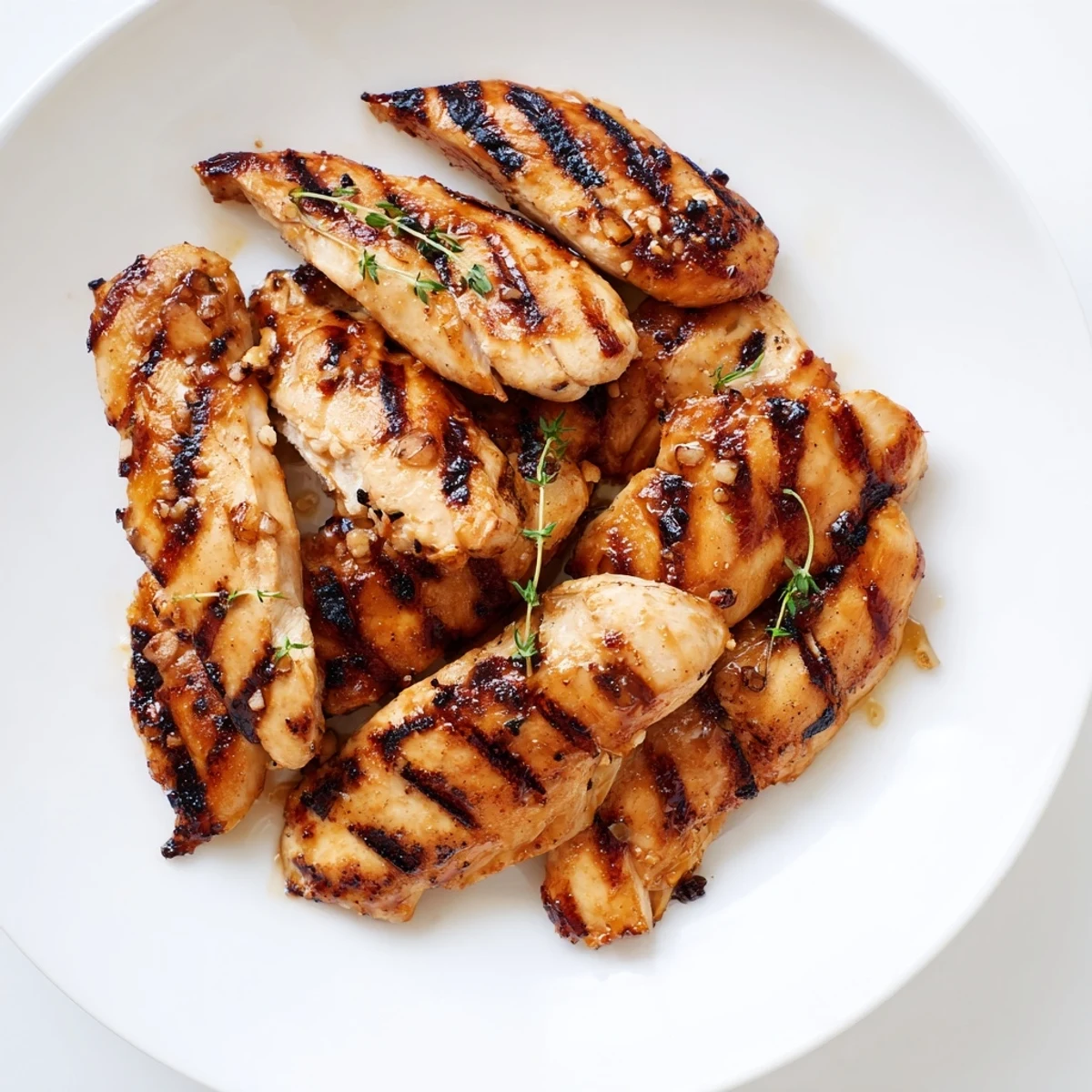 Juicy Maple Dijon Grilled Chicken with caramelized grill marks served on a rustic plate.