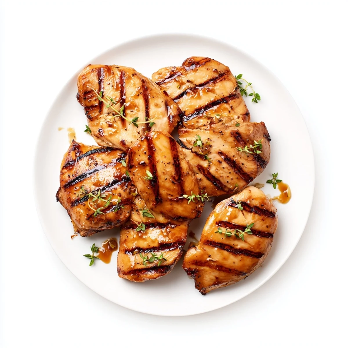 Golden Maple Dijon Grilled Chicken garnished with lemon wedges and paired with roasted vegetables.