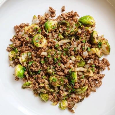 Ground Beef Brussels Sprouts Skillet